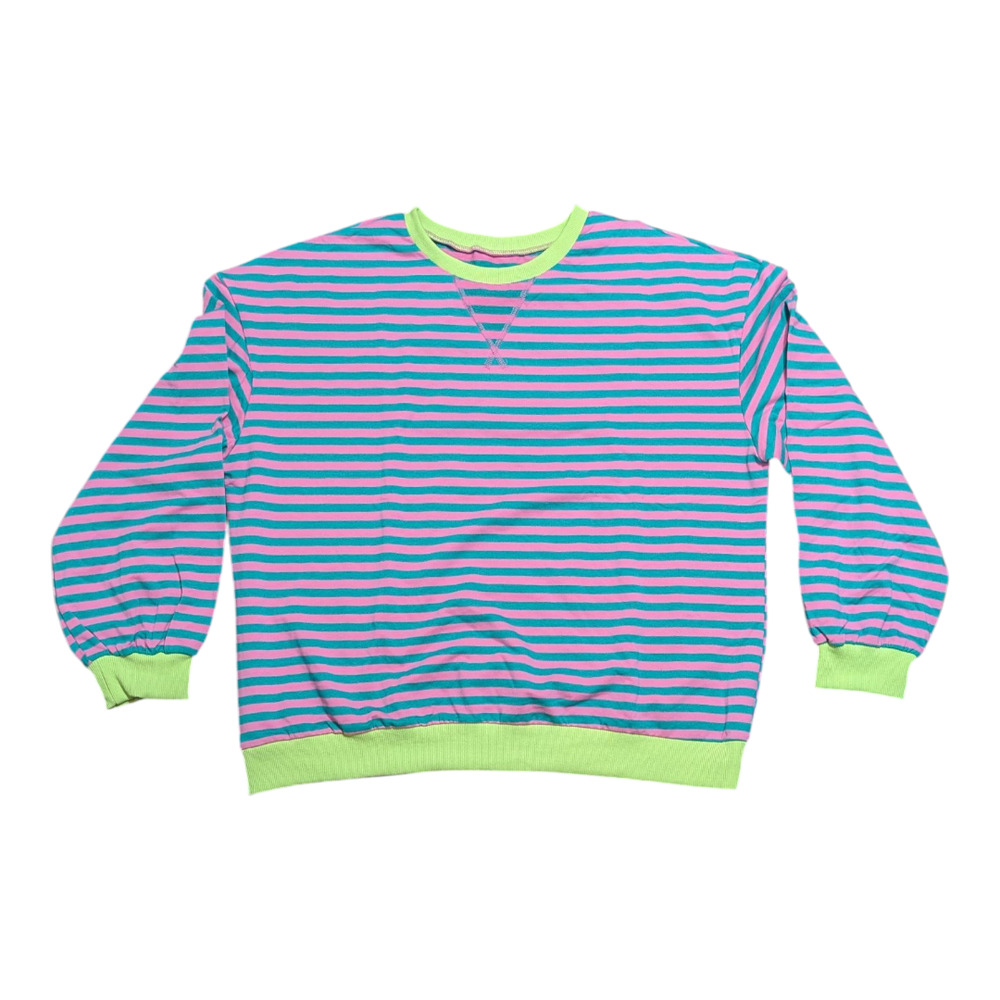 Womens - Crew Neck Striped Sweatshirt - Oversized - Long Sleeve -Size Large-NWOT
